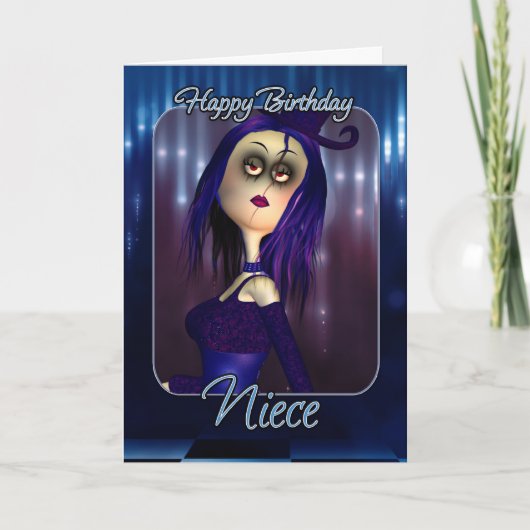 Carte d'anniversaire de la nièce - Lune jolie poup (Devant)