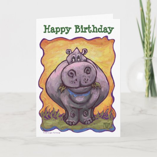 Carte d'anniversaire de la parade animale Hippopot (Devant)