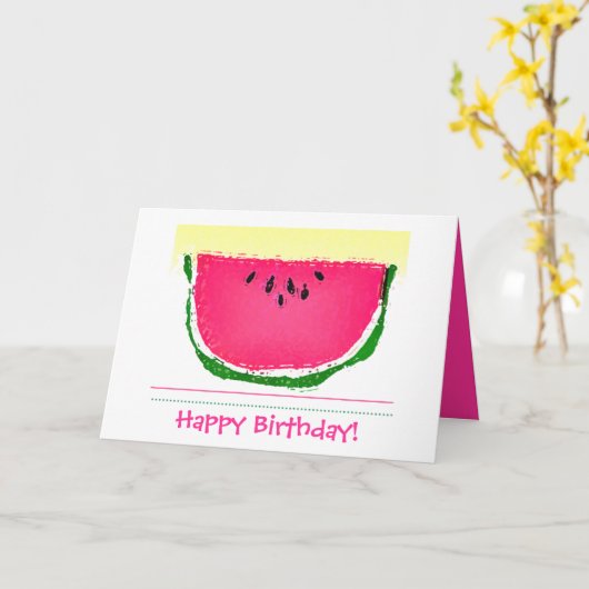 Carte d'anniversaire de la pastèque (Fleur jaune)