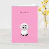 Carte d'anniversaire de la petite agneau rose mign (Fleur jaune)