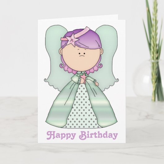Carte d'anniversaire de la petite fée ange 6 (Devant)
