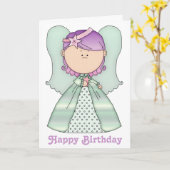 Carte d'anniversaire de la petite fée ange 6 (Fleur jaune)