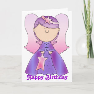 Carte d'anniversaire de la petite fée ange heureux