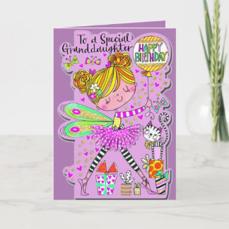 Carte d'anniversaire de la petite-fille 6 - Fée ma