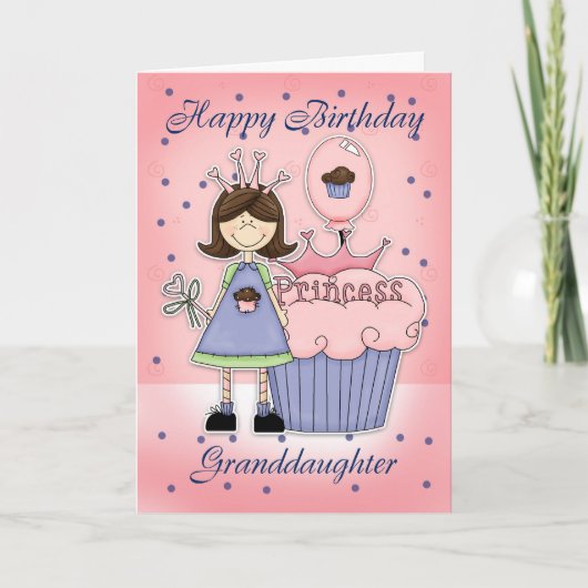 Carte d'anniversaire de la petite-fille - Cupcake (Devant)