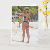 CARTE D'ANNIVERSAIRE DE LA PETITE FILLE DE PLAGE E (Fleur jaune)