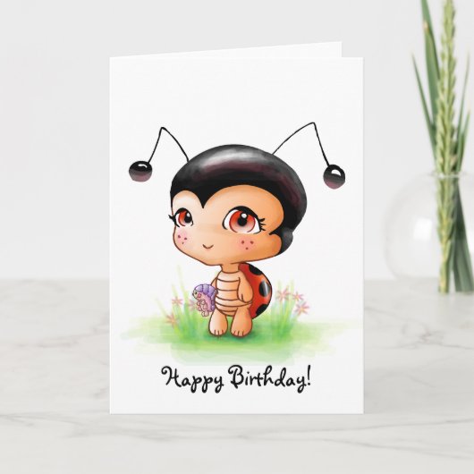 Carte d'anniversaire de la petite fille Ladybug (Devant)