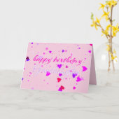 Carte d'anniversaire de la petite fille rose (Fleur jaune)