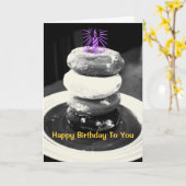 Carte d'anniversaire de la pile de Donut (Fleur jaune)