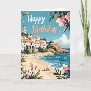 Carte d'anniversaire de la plage Méditerranée