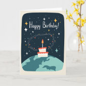 Carte d'anniversaire de la planète étoilée (Fleur jaune)