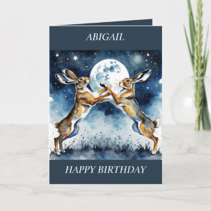 Carte d'anniversaire de la Pleine lune de lièvres