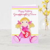 Carte d'anniversaire de la poupée d'âge de la peti (Fleur jaune)