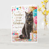 Carte d'anniversaire de la princesse chat mignonne (Fleur jaune)