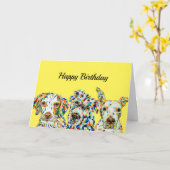 Carte d'anniversaire de la race mixte espagnole (Fleur jaune)