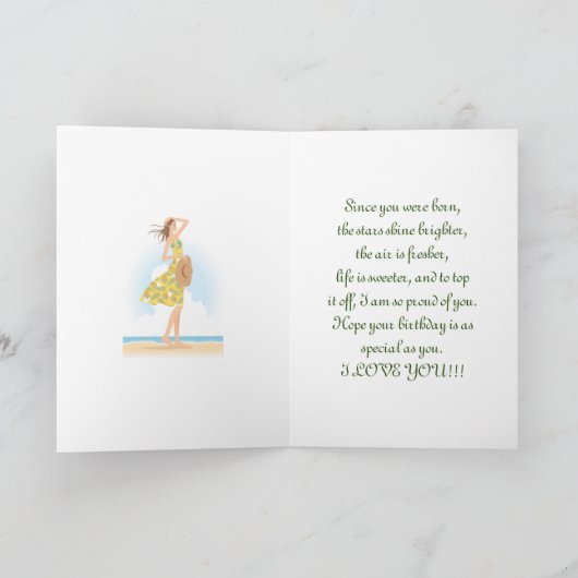 CARTE D'ANNIVERSAIRE DE LA ROBE DE PLAGE (Intérieur)