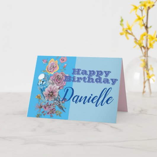 Carte d'anniversaire de la rose d'aquarelle Blue B (Fleur jaune)