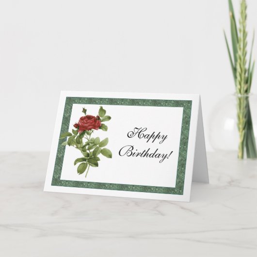 Carte d'anniversaire de la Rose rouge provençale (Devant)
