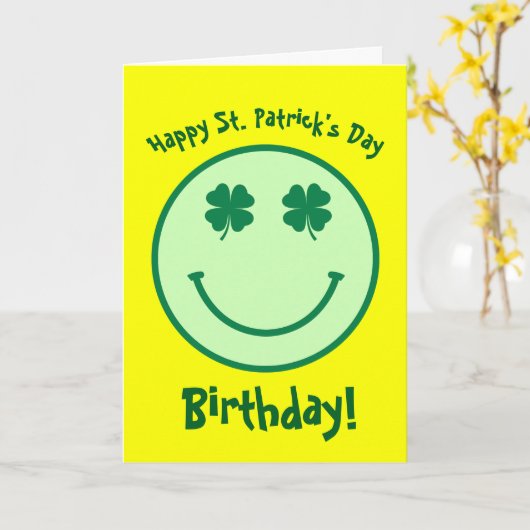 Carte d'anniversaire de la Saint-Patrick (Fleur jaune)