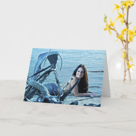 Carte d'anniversaire de la sirène (Fleur jaune)