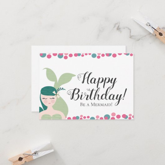 Carte d'anniversaire de la sirène (Devant/Arrière en situation)