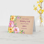Carte d'anniversaire de la Soeur aux fleurs printa (Fleur jaune)
