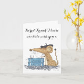 Carte d'anniversaire de la souris française (Fleur jaune)