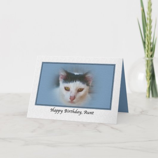 Carte d'anniversaire de la tante avec chat (Devant)