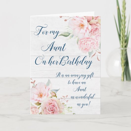Carte d'anniversaire de la tante de fleurs roses r (Devant)