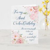 Carte d'anniversaire de la tante de fleurs roses r (Fleur jaune)