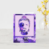 Carte d'anniversaire de la tête de bouddha motivée (Fleur jaune)