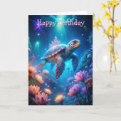 Carte d'anniversaire de la tortue (Fleur jaune)