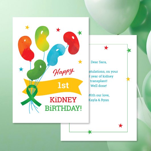 Carte d'anniversaire de la transplantation de rein