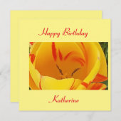 Carte d'anniversaire de la Tulipe jaune printemps (Devant / Derrière)