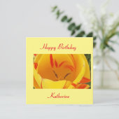 Carte d'anniversaire de la Tulipe jaune printemps (Debout devant)