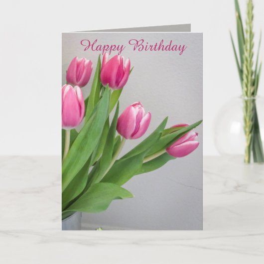 Carte d'anniversaire de la tulipe rose (Devant)
