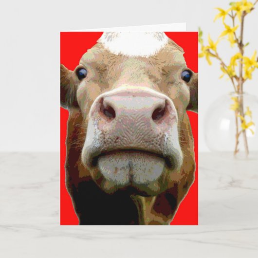 Carte d'anniversaire de la vache (Fleur jaune)