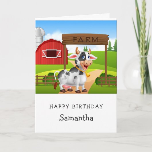 Carte d'anniversaire de la vache 1er (Devant)