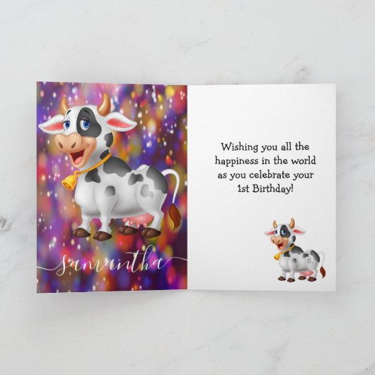 Carte d'anniversaire de la vache 1er (Intérieur)