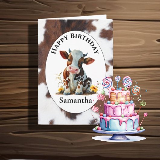 Carte d'anniversaire de la vache 1er