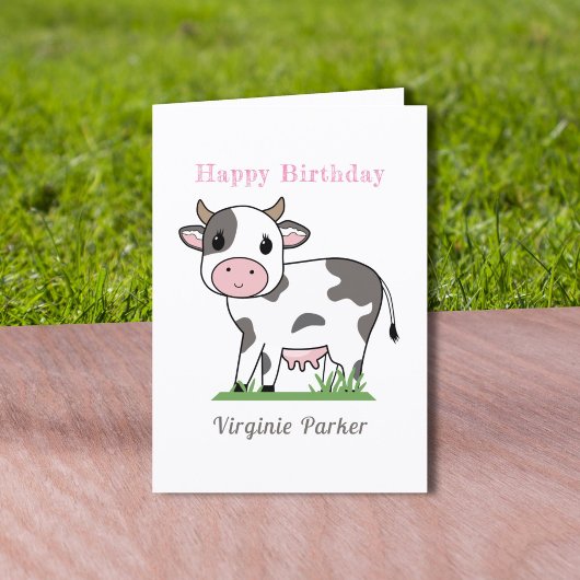Carte d'anniversaire de la Vache mignonne
