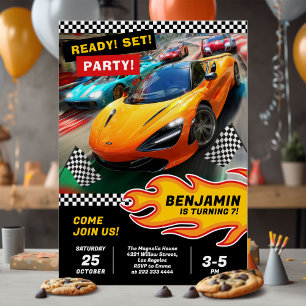 Carte d'anniversaire de la voiture de course