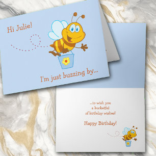Carte d'anniversaire de l'abeille de miel mignonne