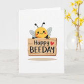 Carte d'anniversaire de l'abeille douce (Fleur jaune)