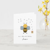 Carte d'anniversaire de l'abeille mignonne, amusan (Fleur jaune)