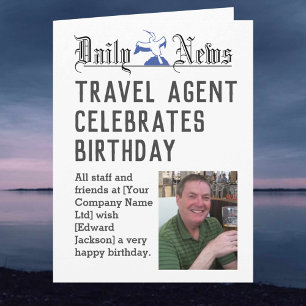 Carte d'anniversaire de l'agent de voyage pour per
