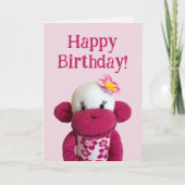 Carte d'anniversaire de l'Aloha Sock Monkey (Devant)
