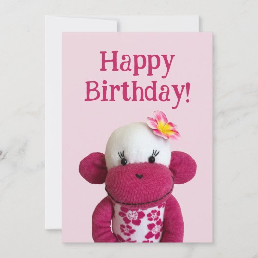 Carte d'anniversaire de l'Aloha Sock Monkey (Devant)