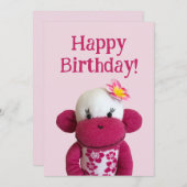 Carte d'anniversaire de l'Aloha Sock Monkey (Devant / Derrière)