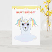 Carte d'anniversaire de lama (Fleur jaune)